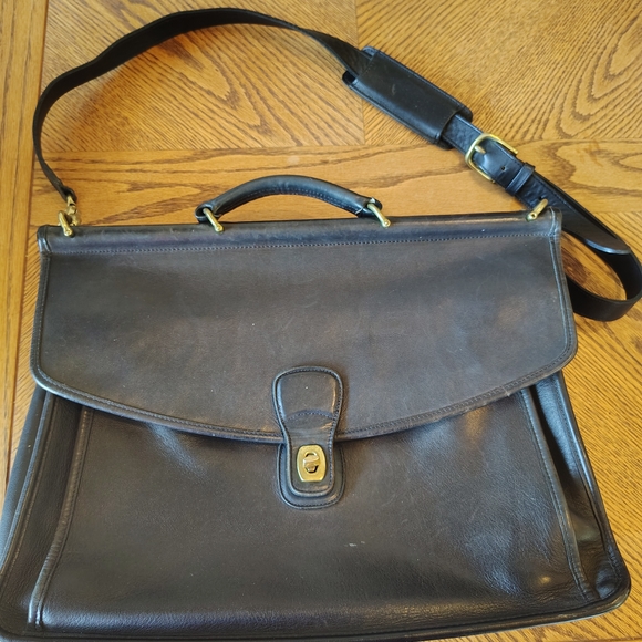 Coach Black Leather Briefcase Shoulder Bag - Picture 1 of 4